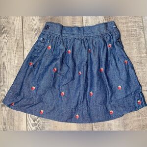 🍓 Janie and Jack Strawberry Embroidered Sweet Chambray Denim Bow Skirt 18M 24M